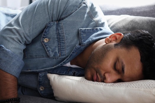 Patient sleeping on couch